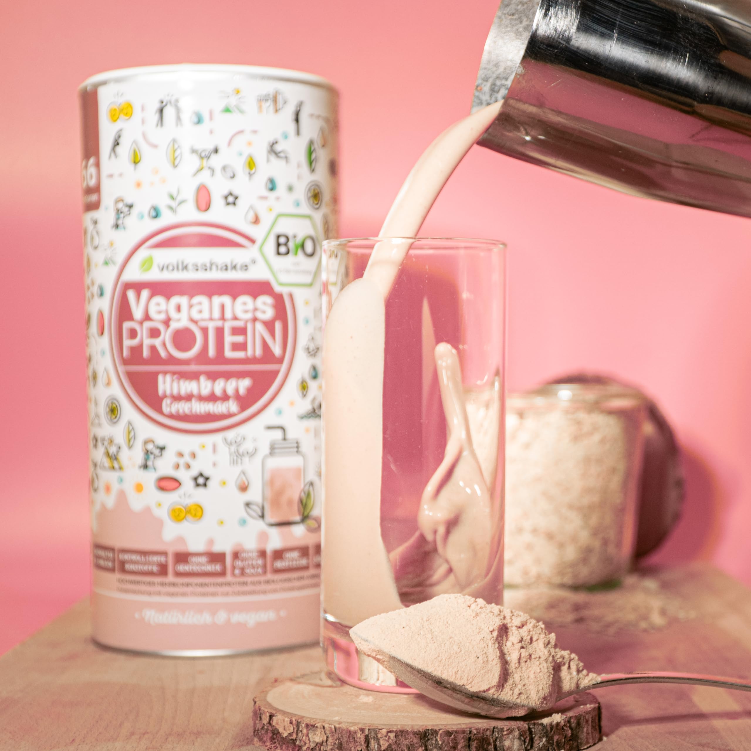 BIO Protein vegan | Himbeere | 1000g | DE-ÖKO-006 | 10 pflanzliche Proteinquellen | Ohne Süßungsmittel | Ohne Soja & Gluten | Premiumqualität vom Bodensee | Made in Germany