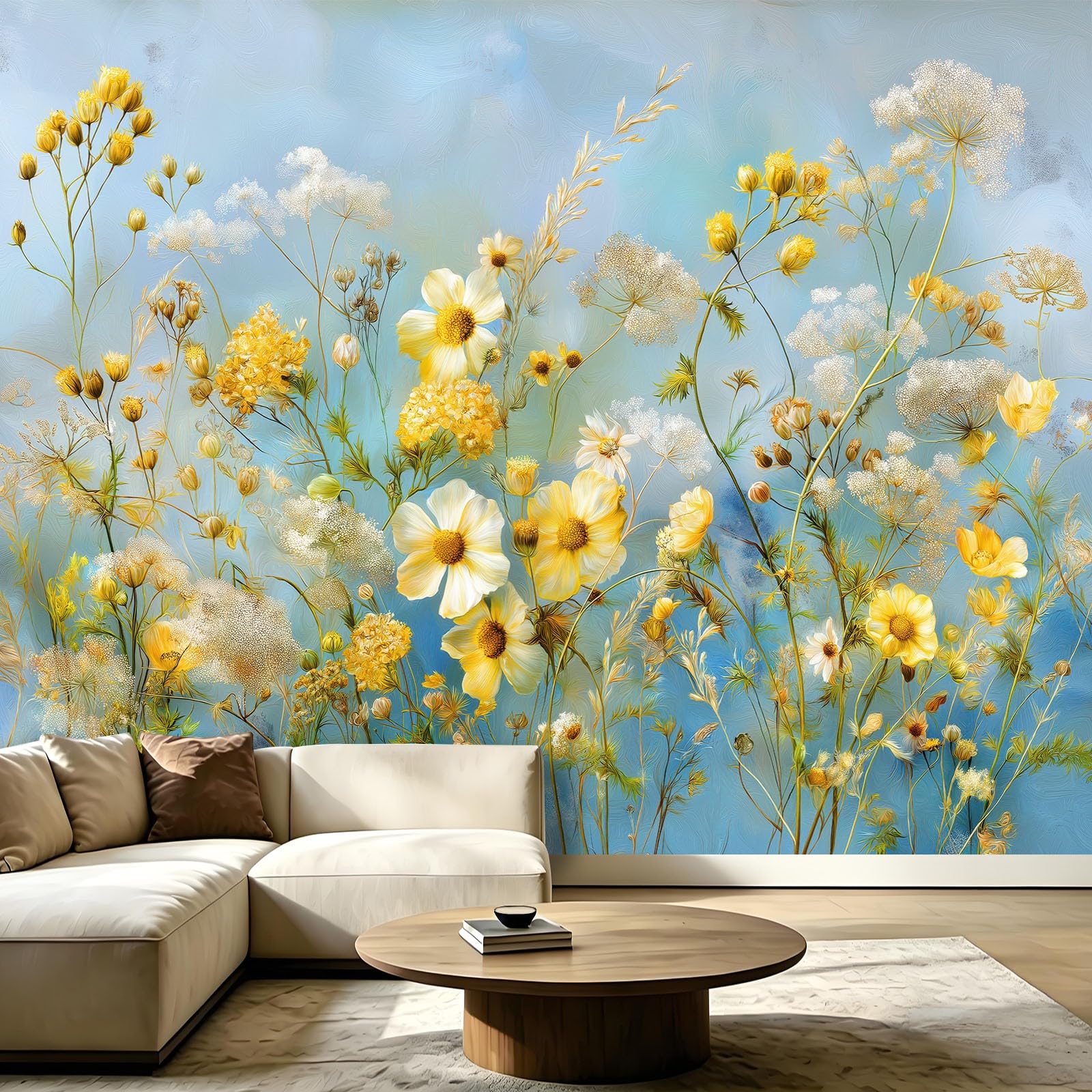 WTD - Papel pintado fotográfico (fieltro, 300 x 210 cm), diseño de margaritas