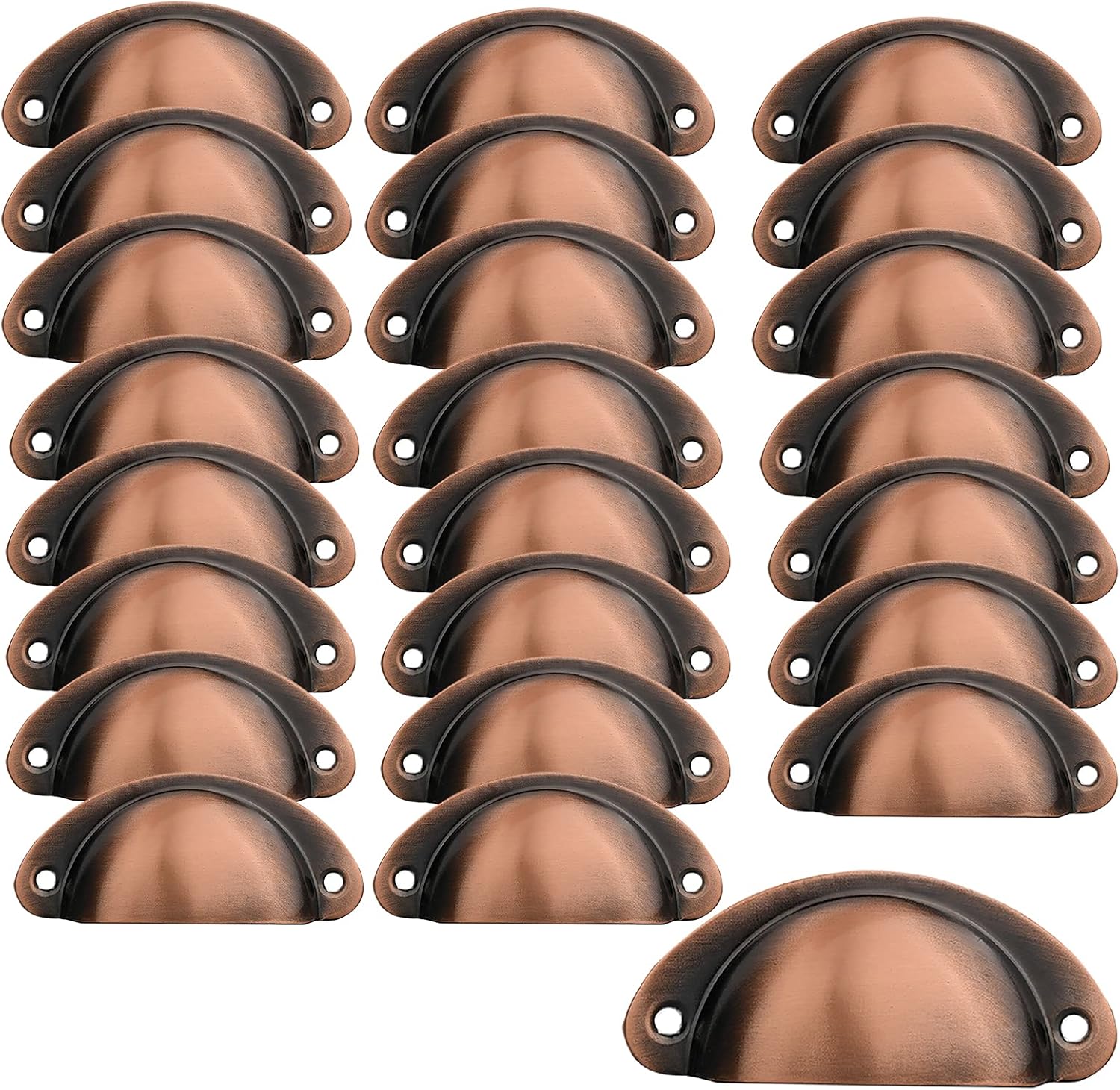 M MIMHOOY 24Pcs Vintage Drawer Pulls Red Copper, Seashell Shape Metal