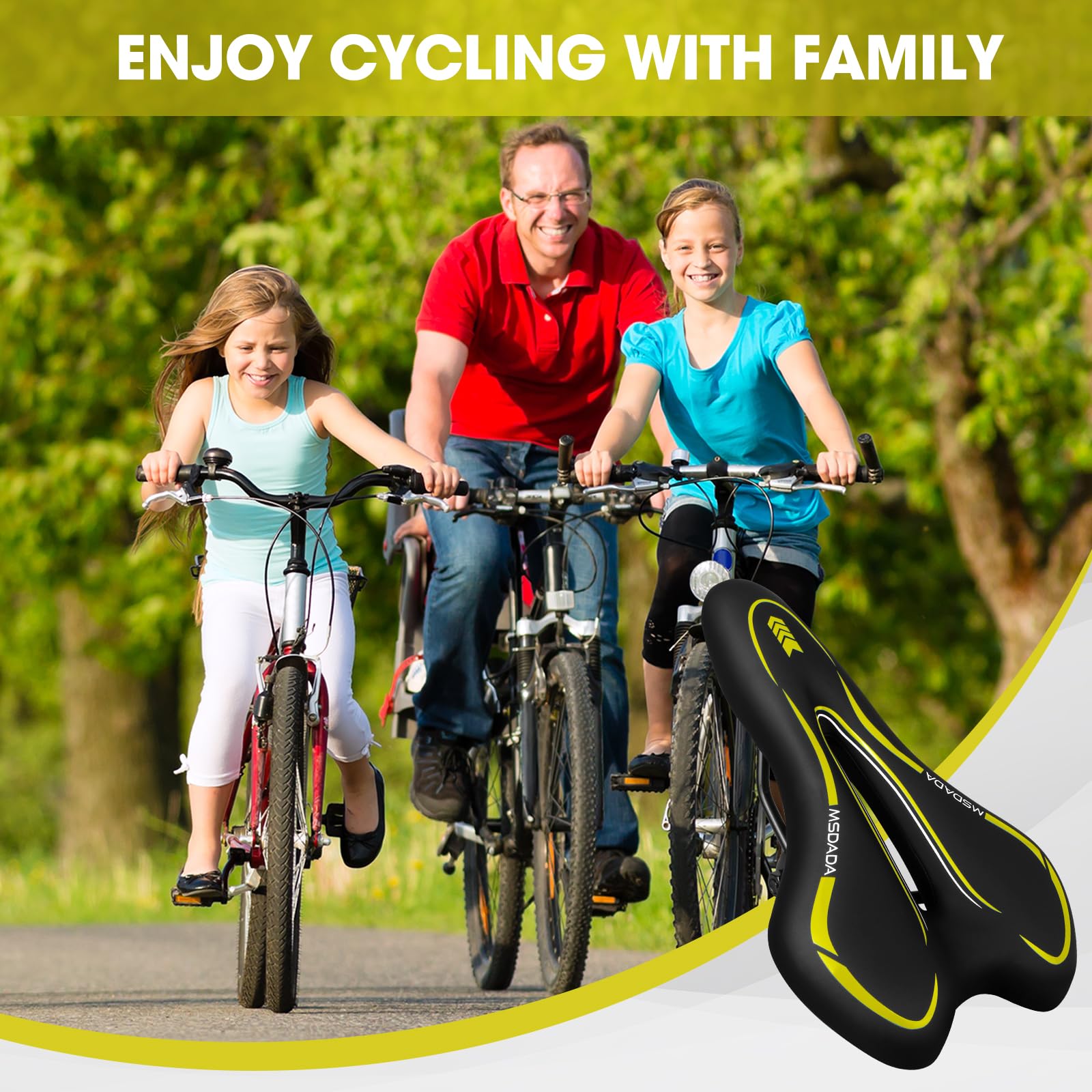 MSDADA Fahrradsattel Herren Bequem, Ergonomischer Gel MTB Sattel Mit Wasserdichter Abdeckung für BMX/Rennrad/Mountainbike/Dirt Bike - Tourensattel für Damen und Herren