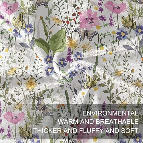 Miniatura 7 de Beautiful Wild Flower Butterfly Microfiber Sofa Throw Blanket for Adults Kids, Warm Holiday Blanket for Car Home Decor Bed, 60"x90" Plush Travel