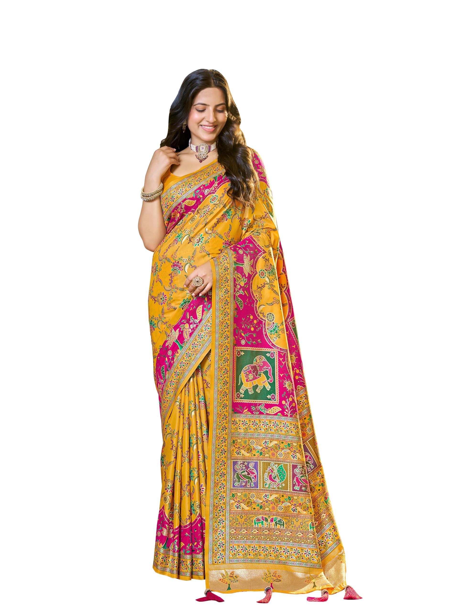manohari Women's Soft Silk Blend Woven Saree with Rich Zari Border & Heritage Motifs | Ethnic Saree for Wedding, Festival, Party | Unstitched Blouse Piece-picture-30