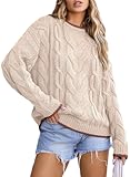 Sweaters for Women Trendy Crewneck Long Sleeve Color Block Sweater Tops Fall 2025 Chunky Cable Knit Pullover Sweaters