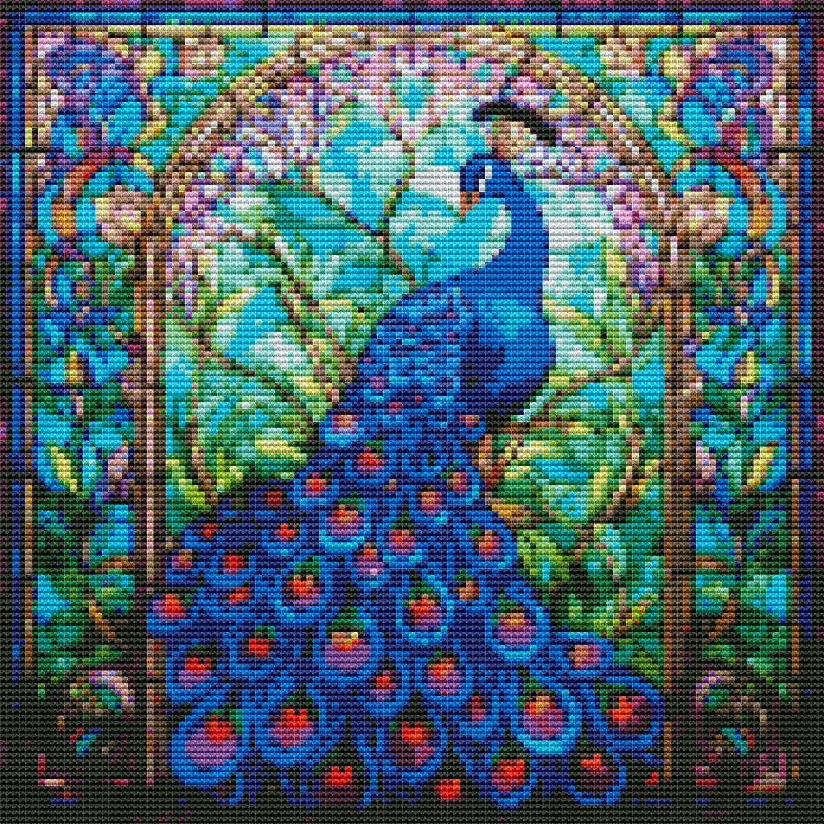 Awesocrafts Peacock Cross Stitch Stamped Kits Bird Easy Patterns Cross Stitching Embroidery Needlework Kit Supplies