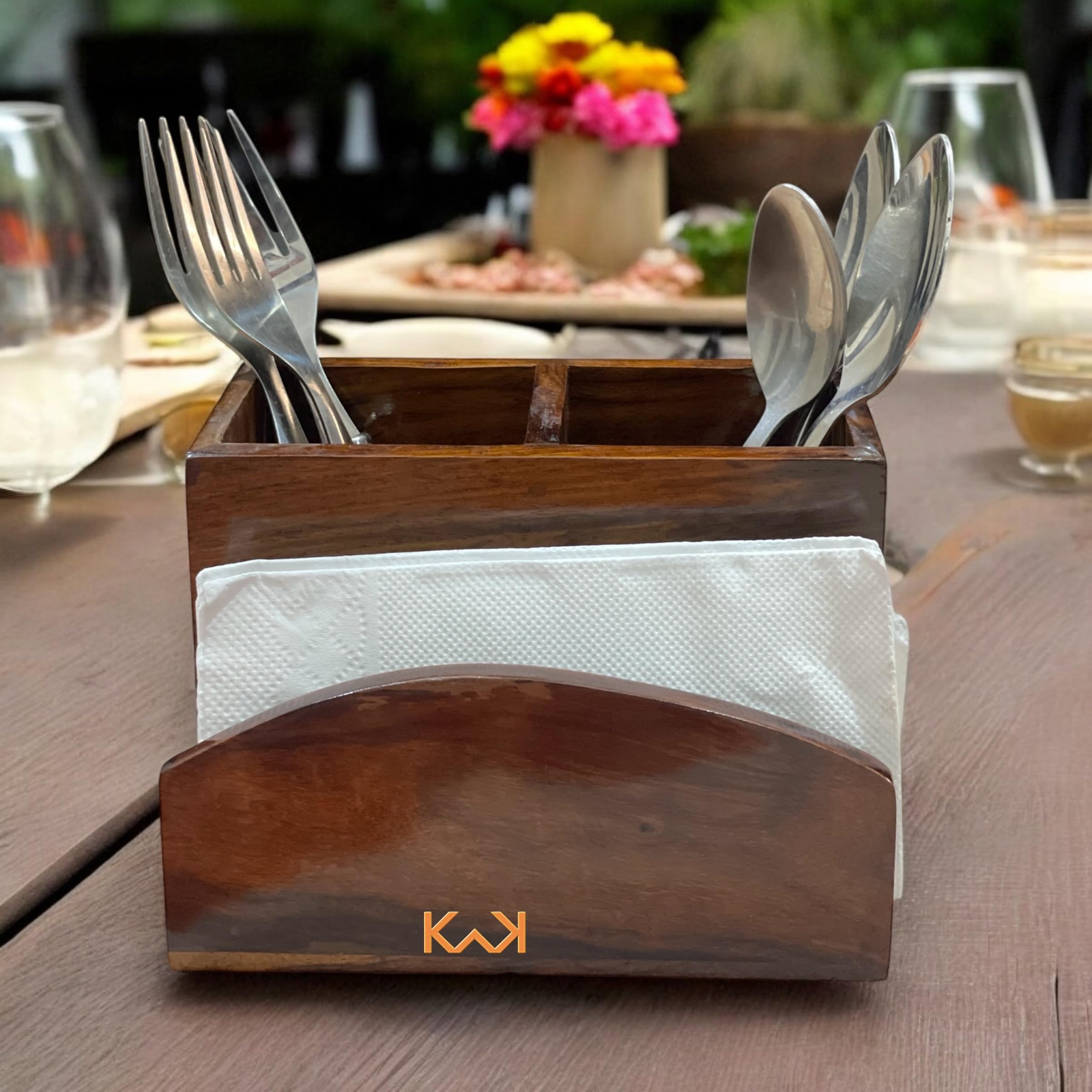 Wooden Cutlery Holder - Elegant Dining Table Organizer -5