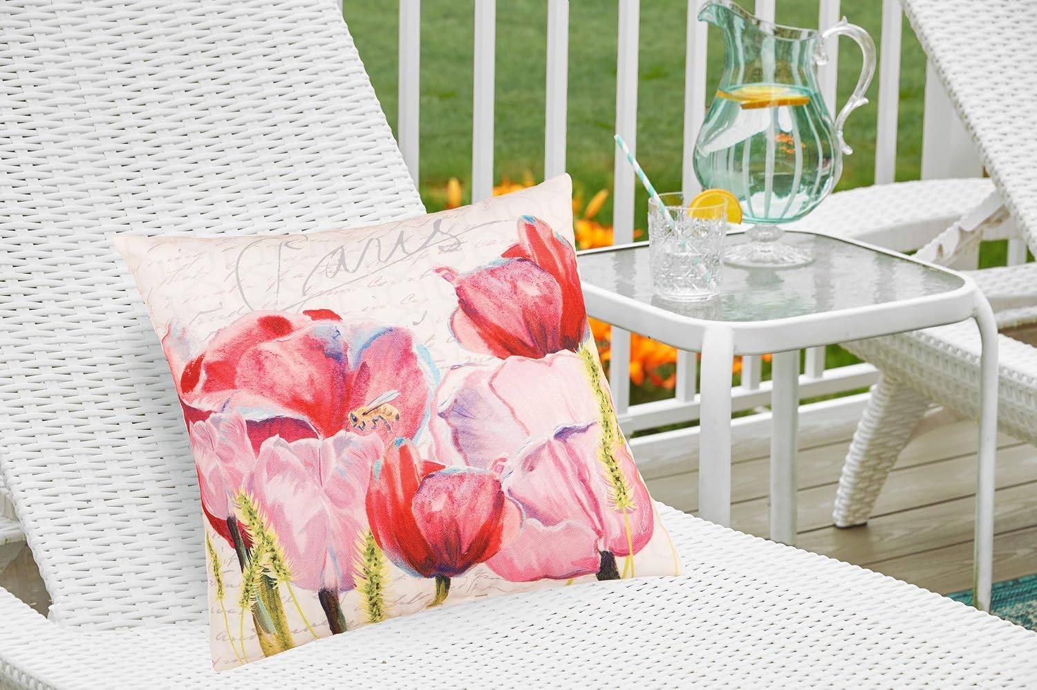 C&F Home Tulips Garden Paris Indoor/Outdoor Accent Pillow 18" x 18" Versatile Spring Summer Flowers Home Living Room Sofa Couch Chair Patio Porch Backyard 100% Polyester Premium Decor Decoration 18"