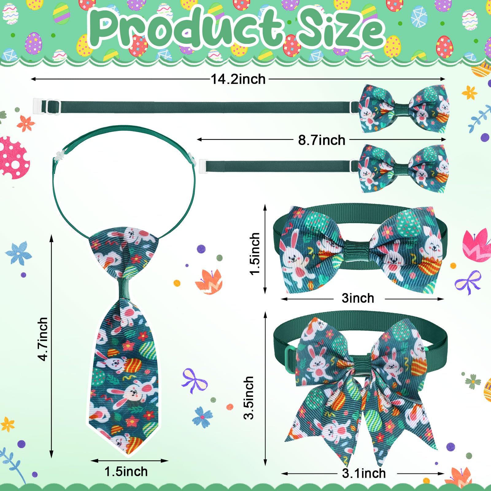 Aliceset 240 szt. Happy Easter regulowana obroża dla psa muszka zestaw kwiatów opaski na szyję dla zwierząt domowych pies kot akcesoria do pielęgnacji i festiwal zwierząt domowych przyjęcie świąteczne