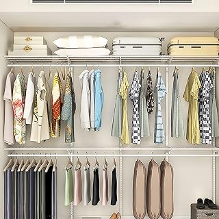 Deluxe Custom Closet Kit Adjustable Metal Wire Shelving Expandable Organization System Hardware Included for Pantry Mudroom Garage Basement W 2.6M*H 2.1M