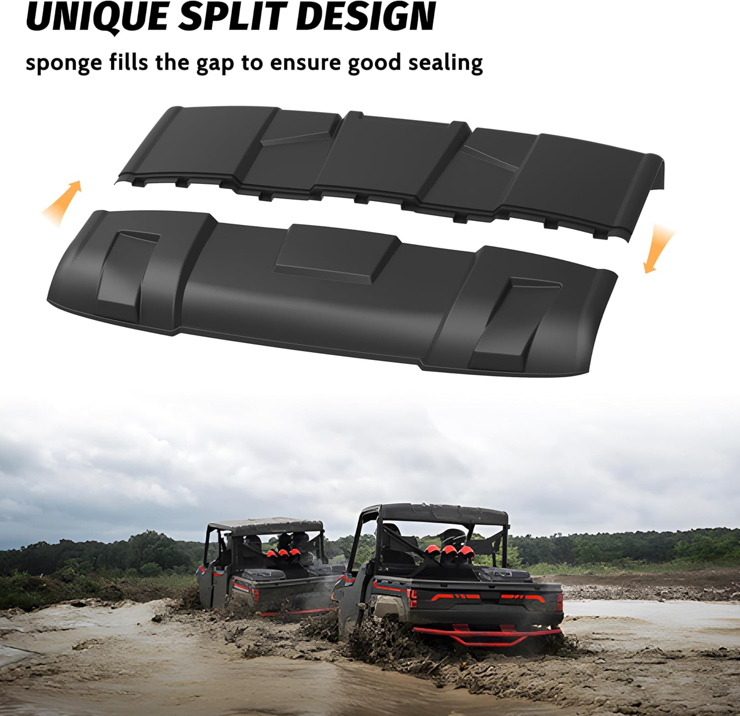 SAUTVS Sport Roof for Ranger XP 1000 900, Dustproof Resistant Hard Coat Poly Lock & Ride 2-Piece Combination Roof for Polaris Ranger 1000 900 XP 3 Seater 2013-2024 Accessories(2PCS, 2882911)