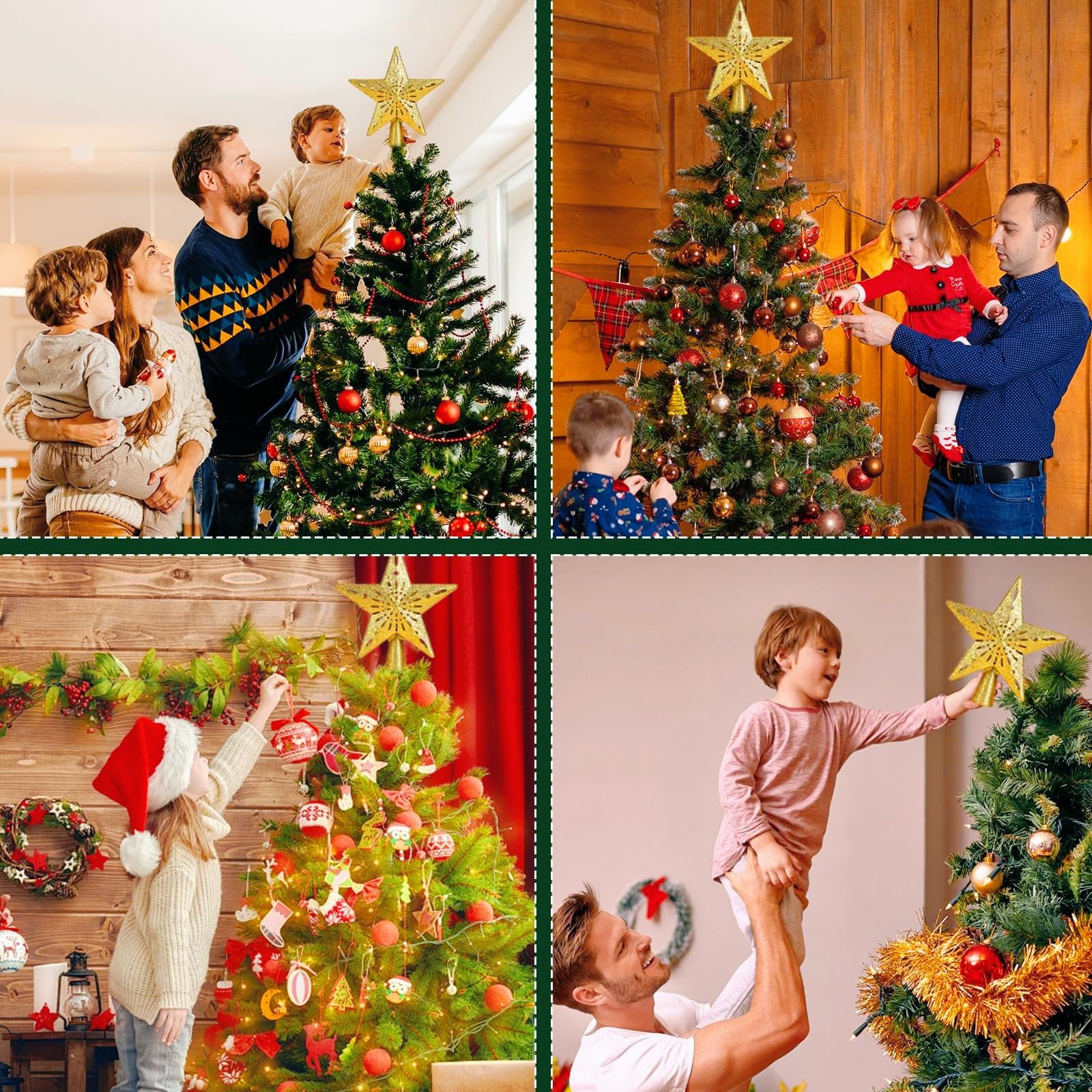CAUTIOUS Étoile Sapin de Noel, Or Étoile pour Sapin de Noël 6 Modes de Projection avec Projecteur Dynamique LED Rotatif Intégré, pour Decoration Arbre Topper Interieur