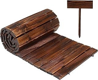 Spurgehom 8FT Wooden Garden Pathway Straight Outdoor Walkway Roll Out Cedar Wood Patio Flooring Path Decorative Lawn Patio Pavers Boardwalk Beach Wedding Party (Brown)