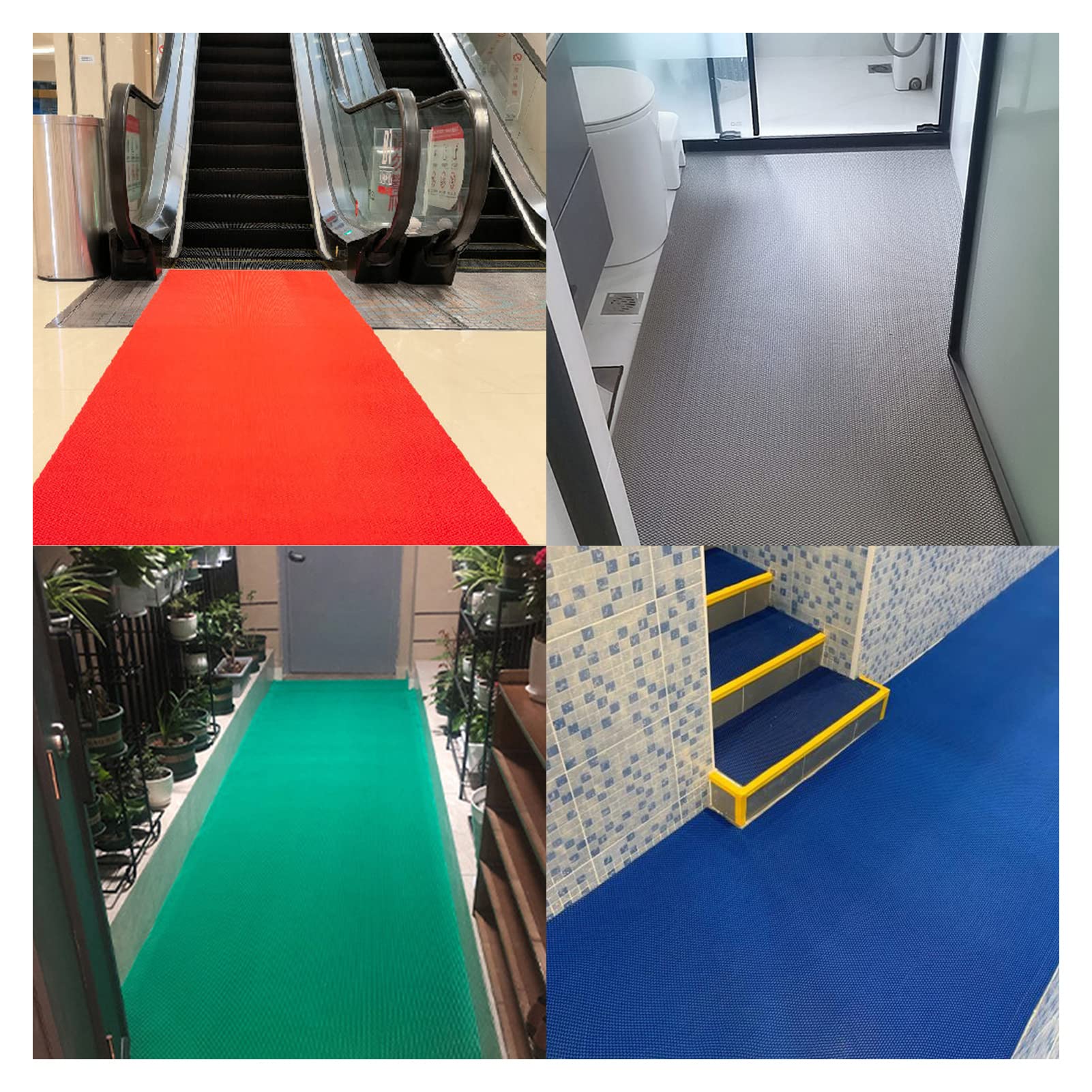 Tappetino di Drenaggio Antiscivolo 3x6.5ft (0.9x2m) Tappetino per Pavimento Commerciale Tappetino da Bagno in PVC Anti-Fatica per Piscina Docce Sala Servizi Igienici Ristorante Garage Zerbino,Rojo