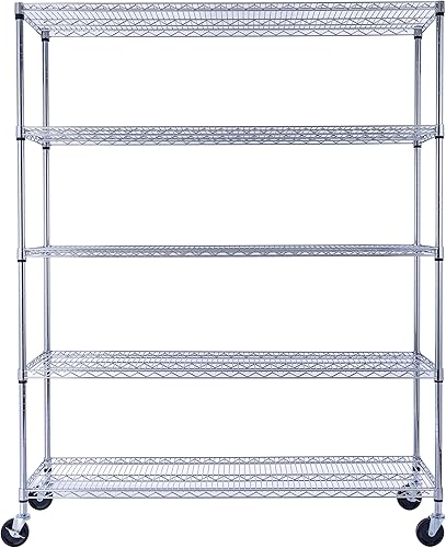 Miniatura 3 de Estantería de alambre cromado de 5 niveles de 60 x 18 x 72 pulgadas, NSF de capacidad máxima de 4000 libras, estante de almacenamiento de acero