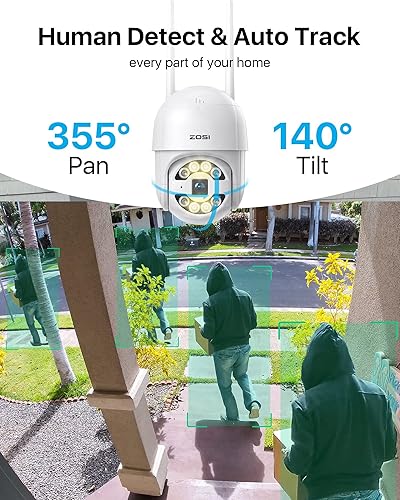 Miniatura 2 de ZOSI C289 2K 8CH WiFi PTZ Sistema de cámara de seguridad, 8 x 3MP WiFi Auto Track Cámara al aire libre, visión nocturna a color, zoom digital 5X,