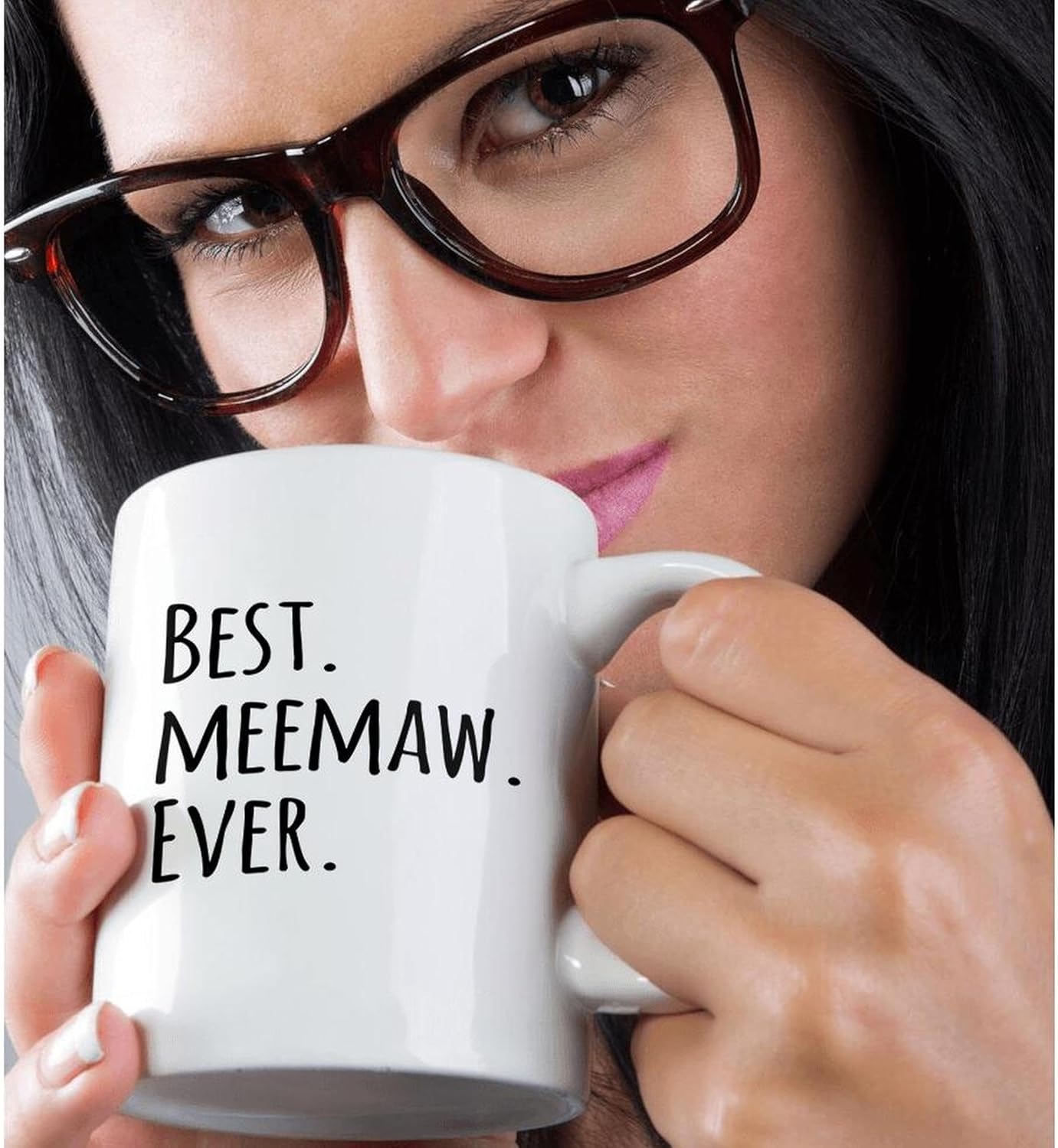 3dRose Best Meemaw Ever - Gifts for Grandmothers - Grandma nicknames memaw - black text - family gifts 11oz Mug - Image 2