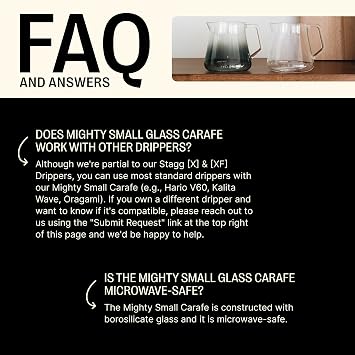 Fellow Mighty Small Glass Carafe - Manual Pour Over Coffee Beaker and Tea Steeper, Borosilicate Glass Decanter, 16.9 oz Clear Container