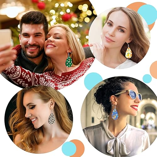 Miniatura 6 de Palksky 50 piezas de productos en blanco de sublimación – Pendientes de sublimación en blanco con ganchos para aretes y anillos de salto para