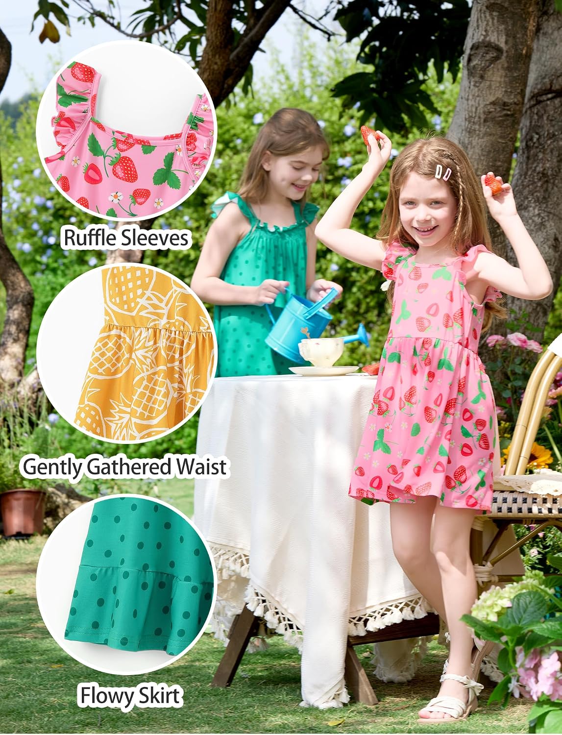 PATPAT Multipack Girl Toddler Dresses Sleeveless Flamingo Striped Toddler Casual Dresses
