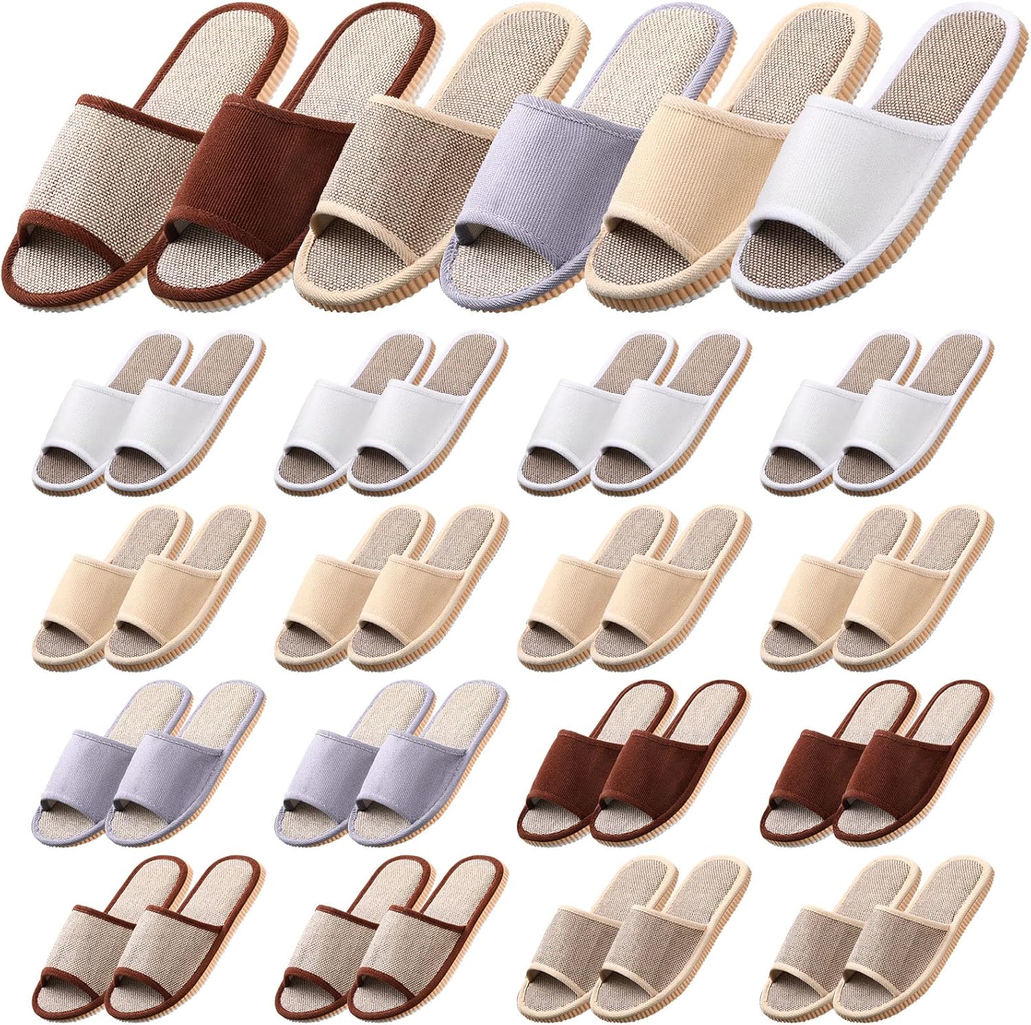 16 Pairs Open Toe Breathable Slippers Bulk Disposable