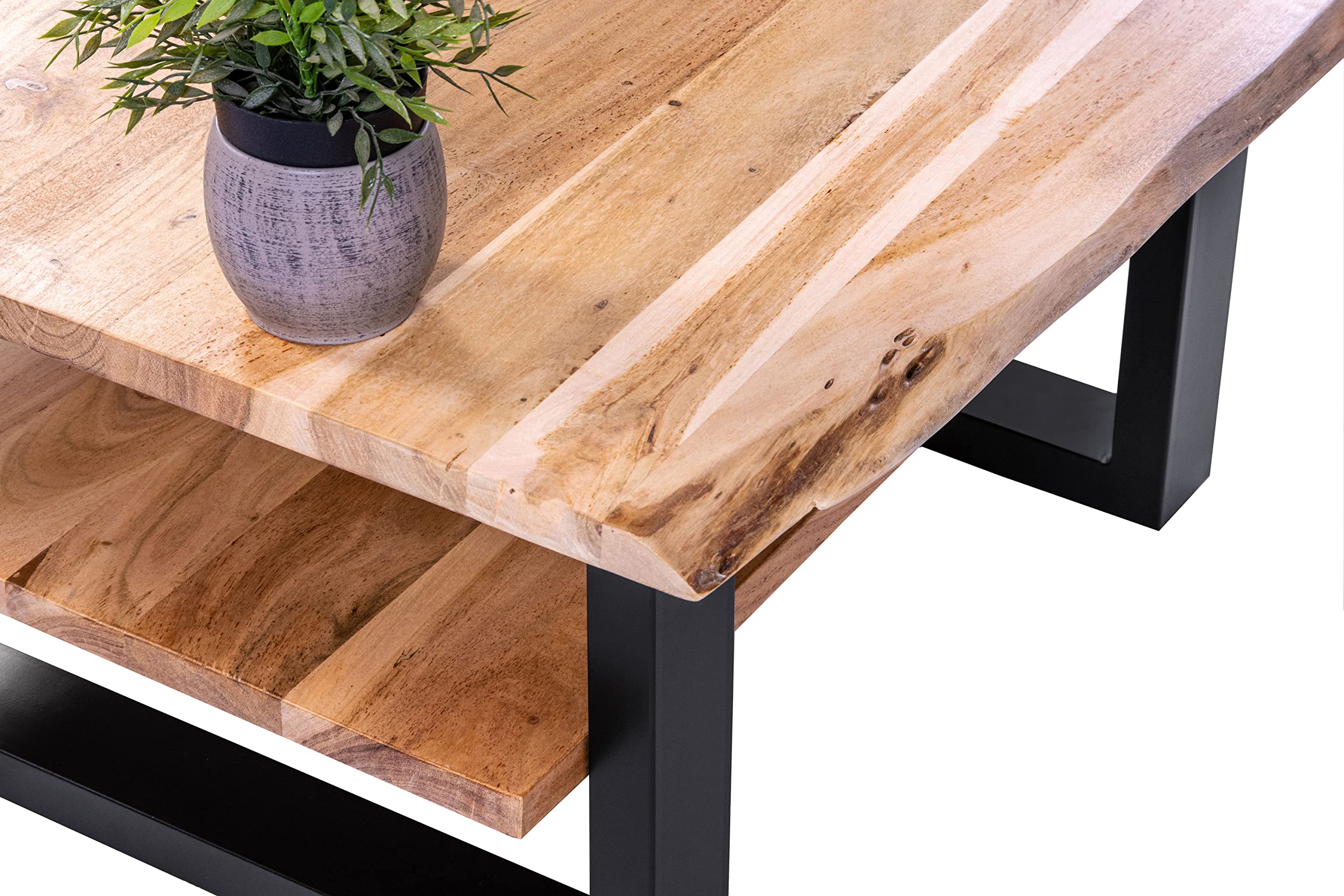 SAM B-Ware Couchtisch 90x90 cm Philipp, Akazie Natur, U-Gestell Schwarz