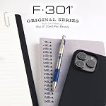 Zebra Pen F-301 Ballpoint Blue Ink Fine Point 0.7mm Pen, Easy-Glide Ink, Stainless Steel Retractable, Non-Slip Grip, Professional Design, Ideal for Office, Journal and Planner Use, 2-Pack (27122)