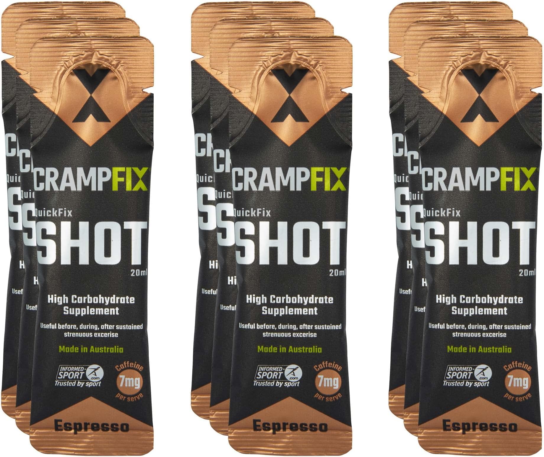 QuickFix Shot Sachets - Fast & Effective Relief from Muscle Cramp (9 x 20ml Packets) (Espresso)