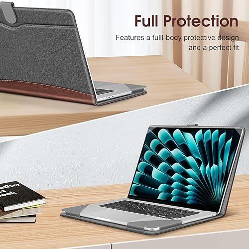 Miniatura 4 de Fintie Funda para MacBook Air de 15 pulgadas A3241 A3114 A2941 (versión 2023 2024 2025), funda de piel sintética prémium para MacBook Air de 15.3