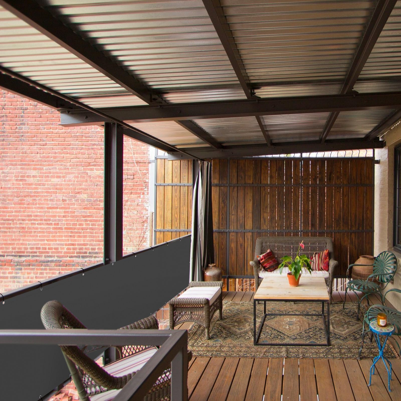 Brise-Vue Balcon 90 x 600 cm Anthracite avec Œillets et Cordes