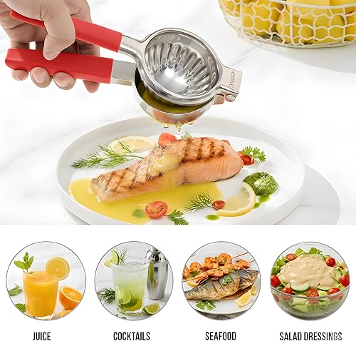 Miniatura 7 de Exprimidor de limón de mano de acero inoxidable  Exprimidor de cítricos de gran capacidad resistente con mango antideslizante  Resistente al óxido,