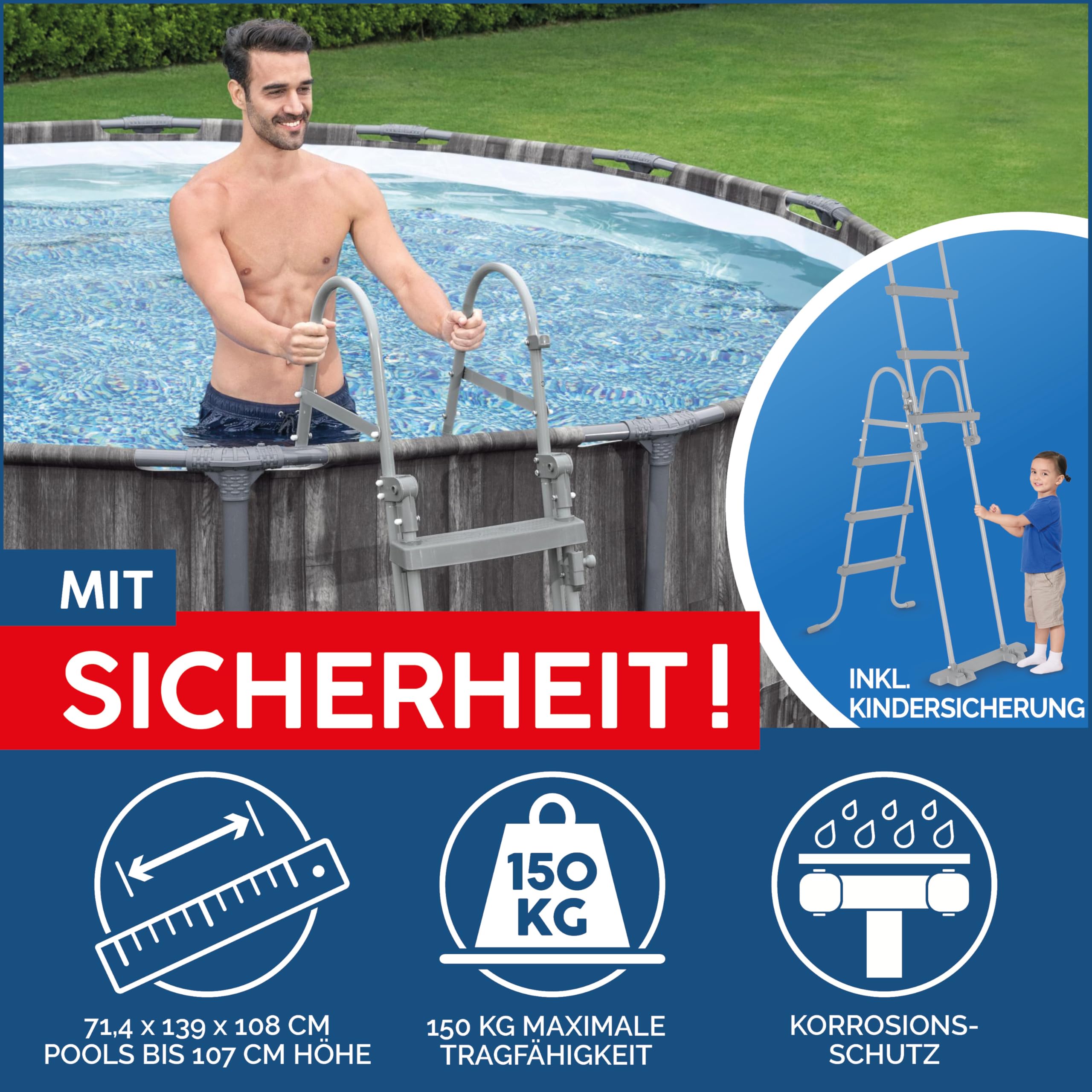 Bestway Steel Pro MAX - Set per piscina con pompa filtro, Ø 366 x 100 cm, effetto legno (quercia), rotondo