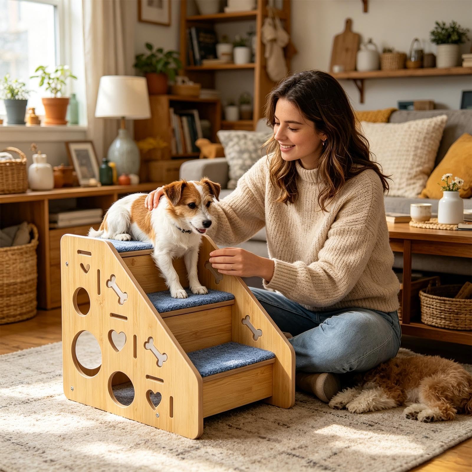 Scale per Cani in Legno Gradino Antiscivolo in Legno da Arrampicata | Scalette da gatti Per divano interno a lato del in auto gatto anziano e cucciolo animale da compagnia