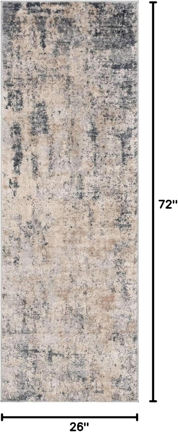 Rugs.com Caspian Collection Runner Rug – 6 Ft Runner Cream Low-Pile Rug Perfect for Hallways, Entryways