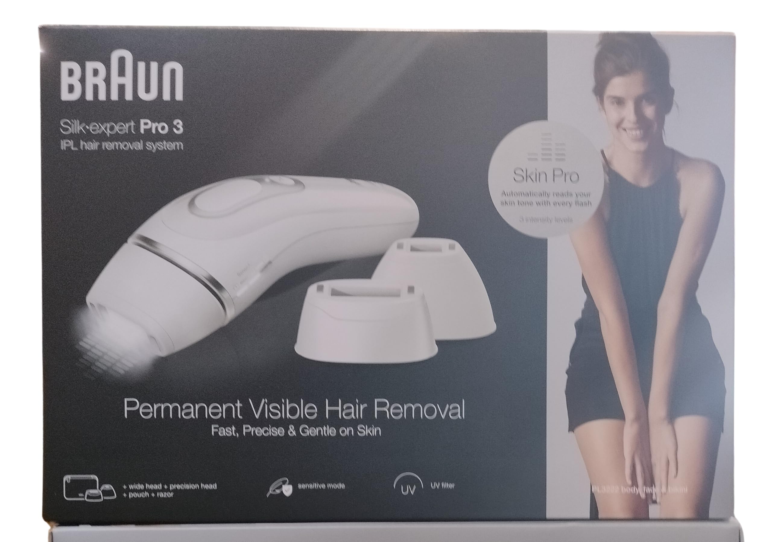 Braun Silk·expert Pro 3 depilator z pulsacyjnym światłem, depilator ciała dla kobiet, alternatywa dla kobiet depilacja laserowa, depilacja domowa, z etui, golarka Venus, 3 głowice, pomysł na prezent