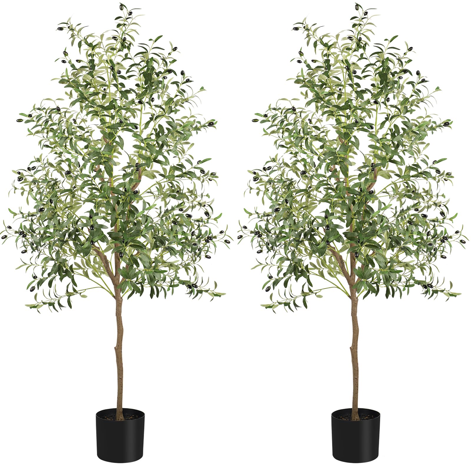 YOLEO 7FT Artificial Olive Tree Indoor Large Faux Silk Olive Plant Lifelike Fake Tree for Home Office Decor (2 Pack)