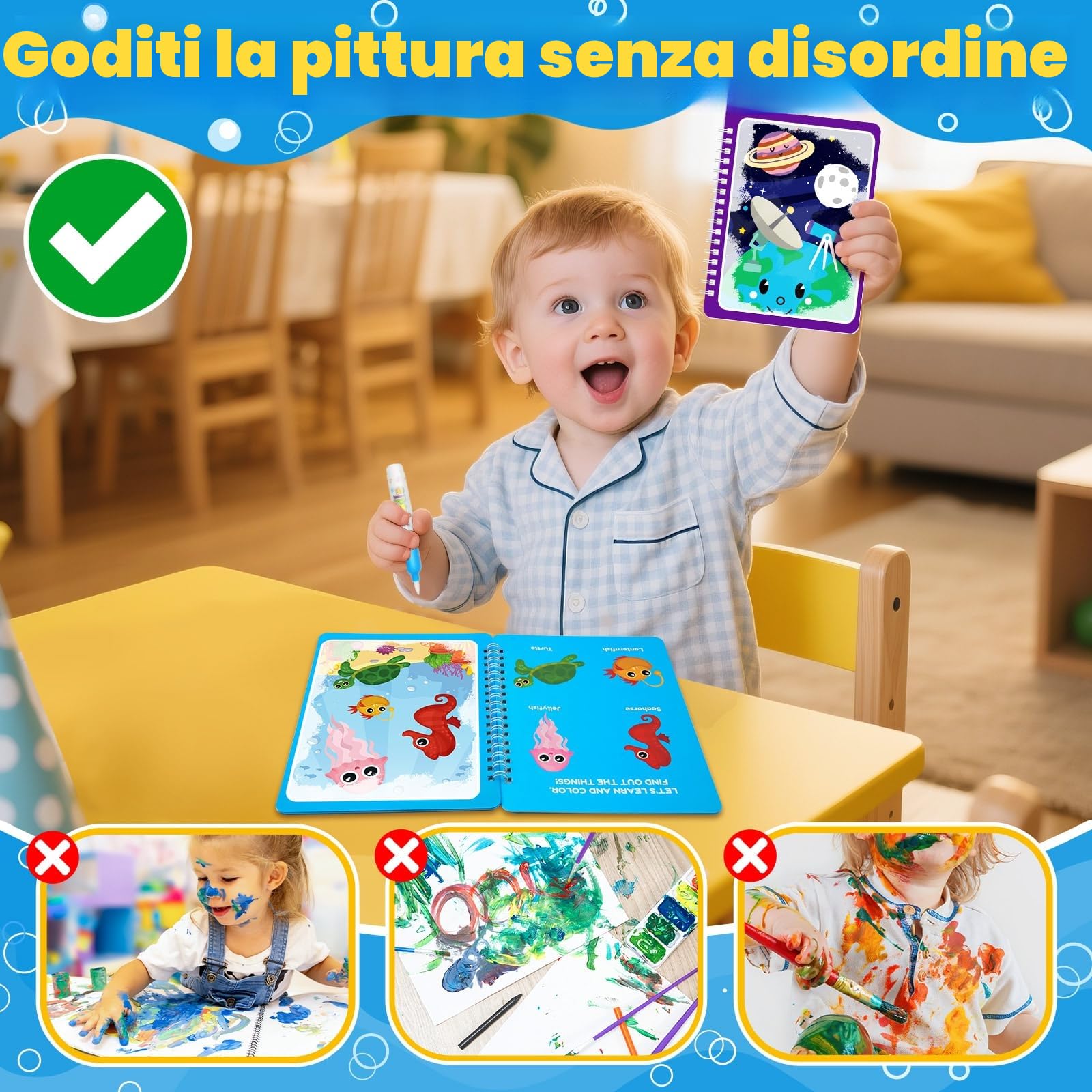 ZMLM 24 Libri da Colorare con acqua gadget compleanno bambina bambino bambini, Riutilizzabili mini libri da colorare Magico Pittura per di 4-8ann regalini fine festa compleanno bambini (24Classica)