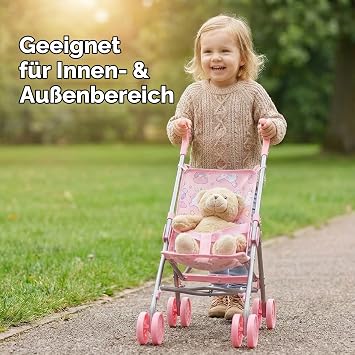 Bebamour Doll's Pram Single Pram Toy Doll Pram with Umbrella Foldable Lightweight Pram