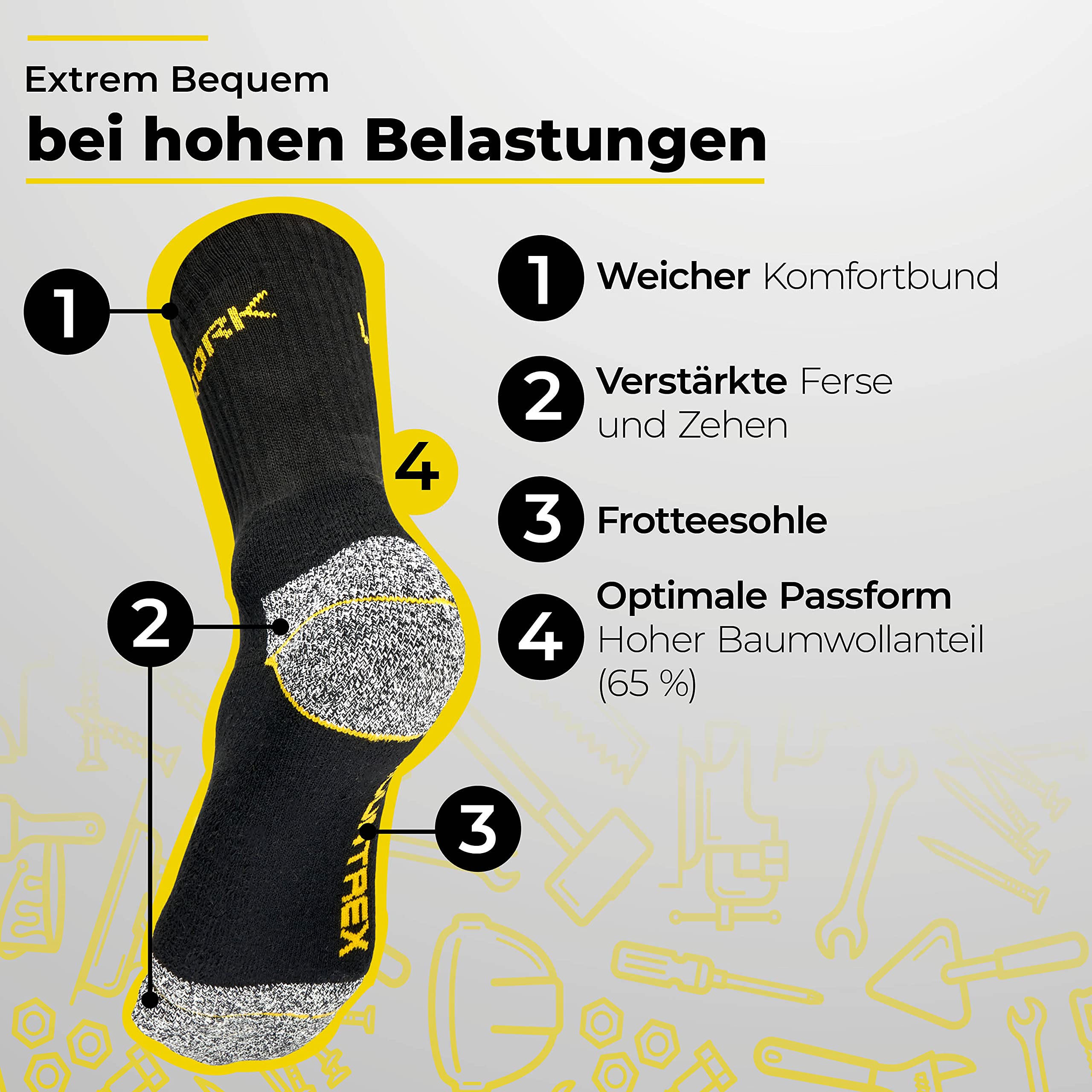 MOUNTREX® Calcetines de trabajo para hombre, 10/20 pares