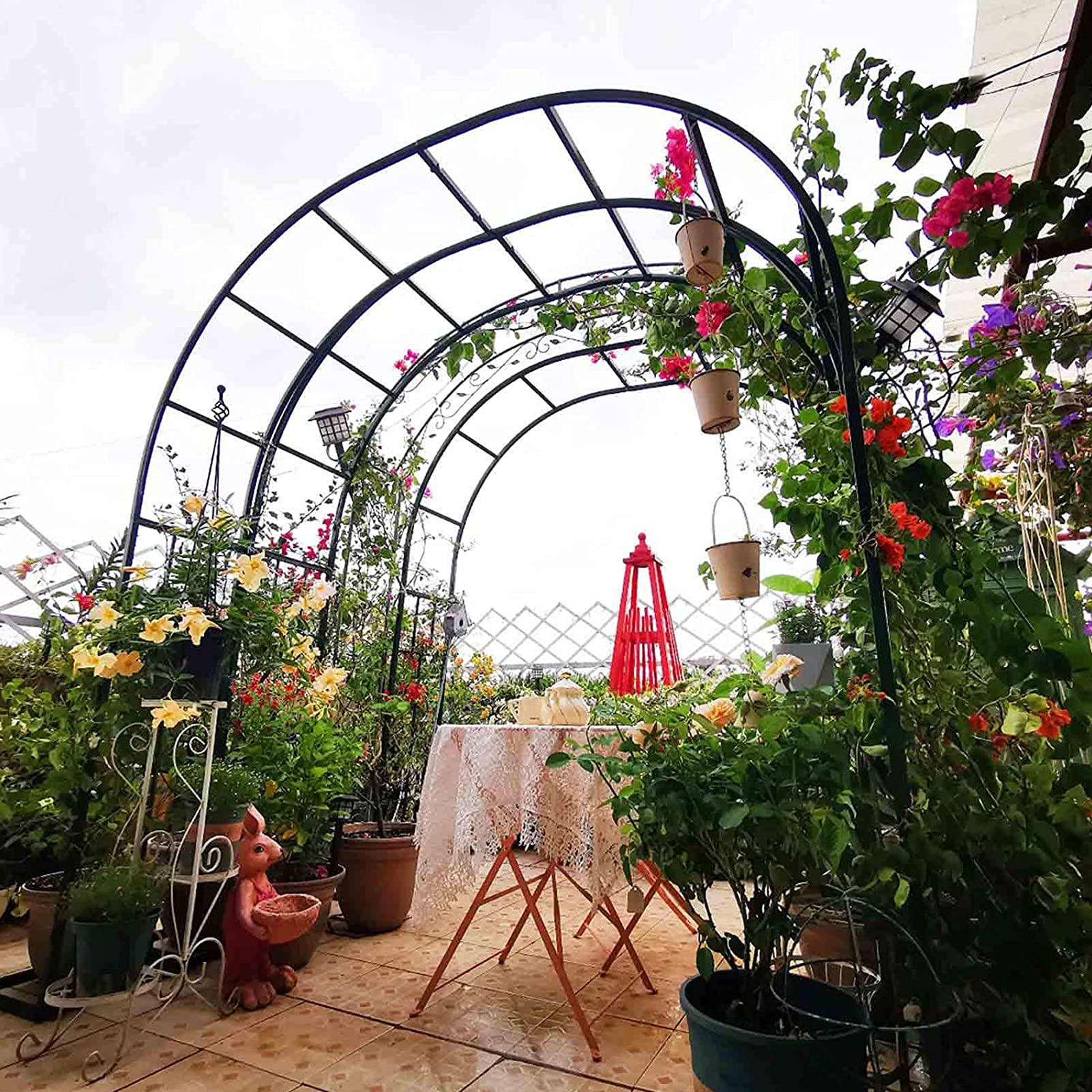 Łuk ogrodowy do roślin pnących, trwała, żelazna pergola i krata, odporna na warunki atmosferyczne, łatwy w montażu, wolnostojąca altana, na wesela i do dekoracji na zewnątrz