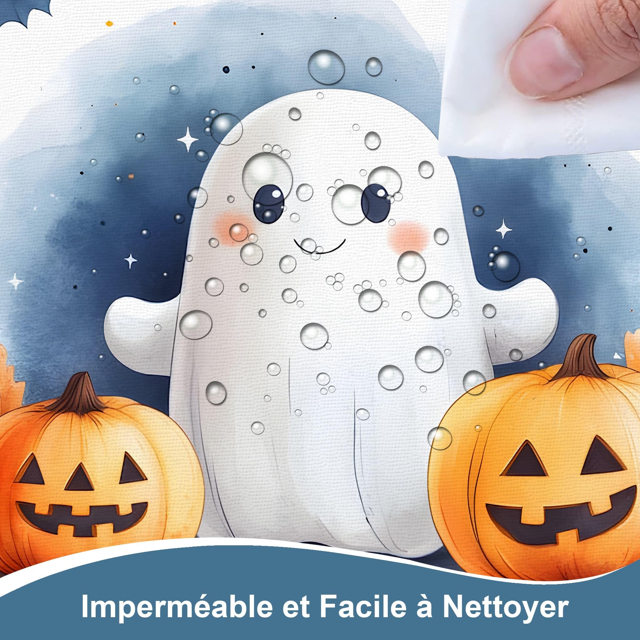 Halloween Nappe Imperméable Carrée 180x180 cm Motif Citrouille