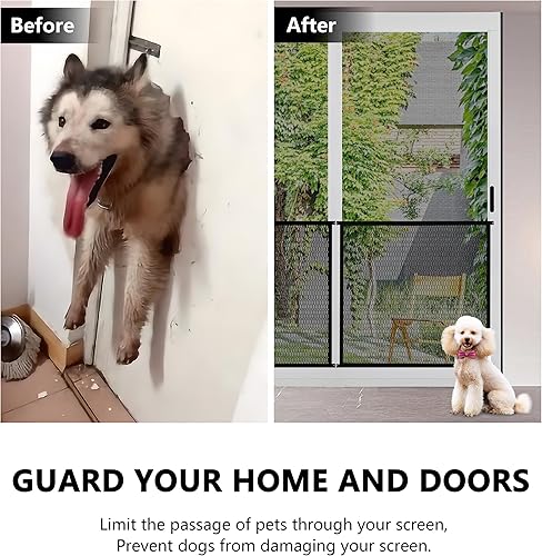 Miniatura 3 de Guardian Steel - Protector de puerta de rejilla para mascotas para perros, gatos, protector de arañazos, color negro, 36 pulgadas
