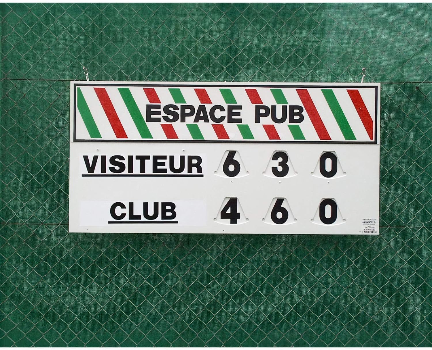 Tabellone Segnapunti Tennis (120 x 60 cm Grande) – Visualizzazione Manuale con Dischi Rotanti – Spazio Sponsor – PVC | Garanzia 5 Anni – Prodotto in Francia – per Club di Tennis e Padel