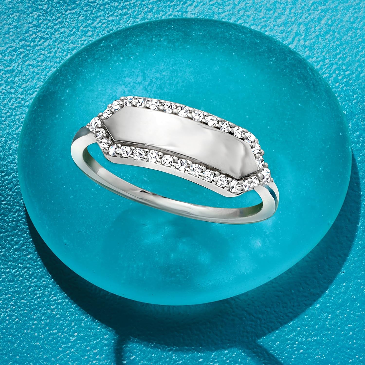 Pure Collection by Ross-Simons 0.20 ct. t.w. Diamond Personalized Ring in Sterling Silver