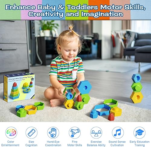 Miniatura 2 de Juguetes apilables para bebés, bloques de construcción para bebés de 6, 9, 12, 18 meses, juguetes Montessori para niños de 1, 2, 3, 4 años, regalos