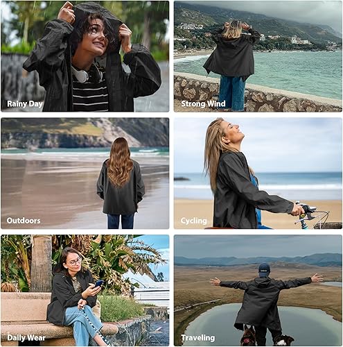 Miniatura 7 de LAMA Chaqueta impermeable ligera para mujer, rompevientos con capucha, protección solar, impermeable plegable con bolsillo