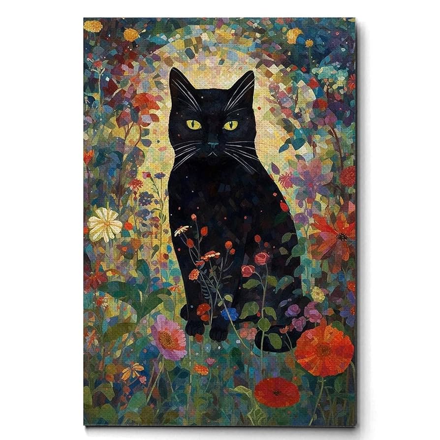 キャンバス油絵　専用   黒猫ガーデン 3　クリムト風フラワーガーデン キャンバス油絵 専用 黒猫ガーデン クリムト風フラワーガーデン