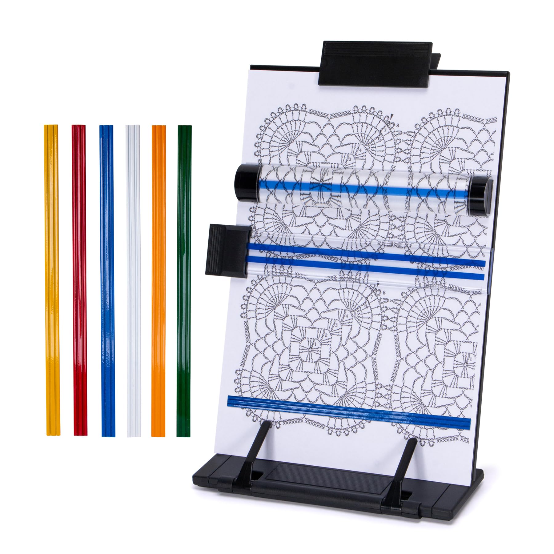 Yoseng Knitting Pattern Holder with 6 Color Replacement Magnets 1 Magnifying Ruler,Cross Stitch Supplies and Accessories for Crafts Work, 12" L x 8.4" W-image-32