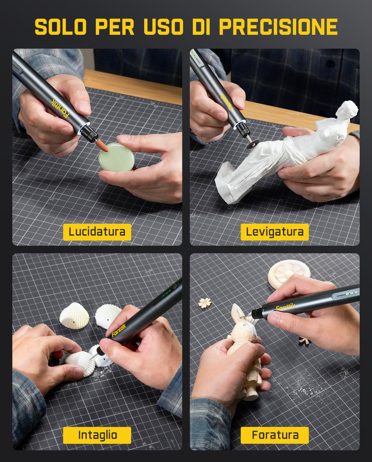 Fanttik F2 Master di Mini Trapano Elettrico, Motore NeoPulse 25000 Giri/Min, 5 Velocità, 35 Accessori, Penna per Incisione, per Levigatura, Lucidatura, Foratura, Stampa 3D e Fai da Te