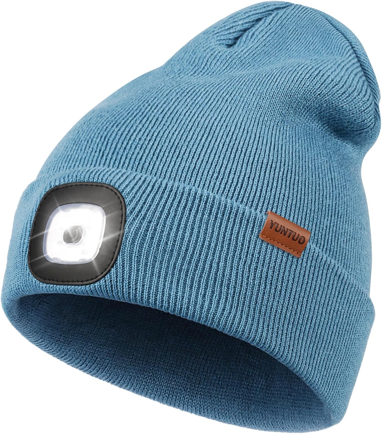 YunTuo LED Beanie with The Light, Unisex USB Rechargeable Headlamp Winter Knitted Cap Gifts for Men Dad Husband Him