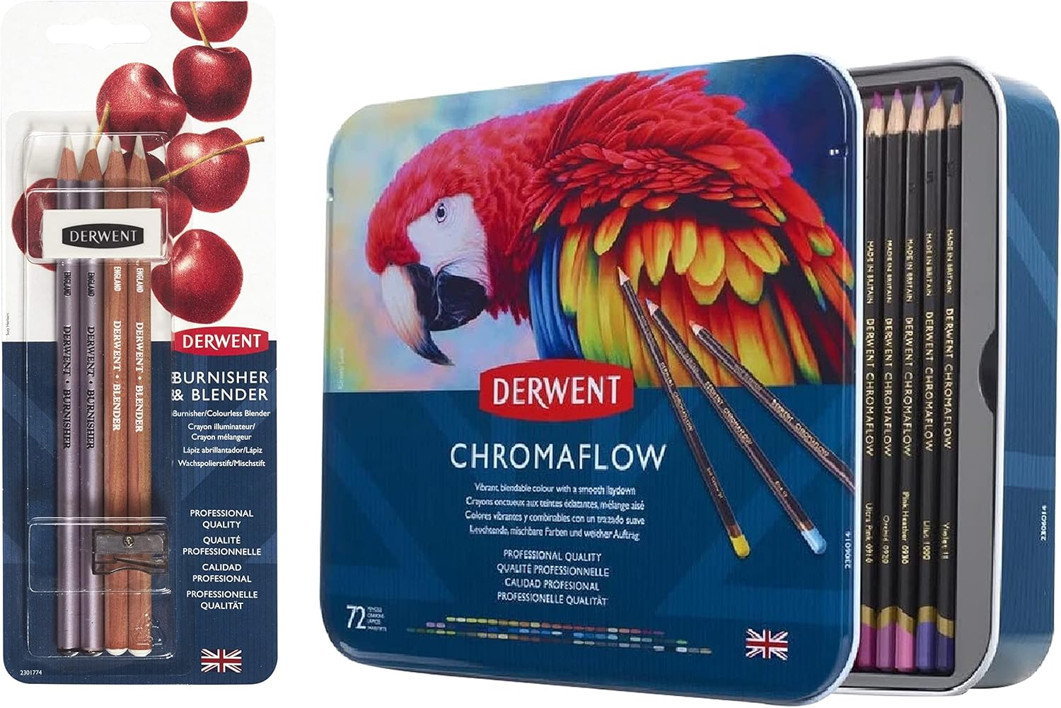 Derwent Chromaflow Colored Pencils 72 Tin, 4mm Wide Core