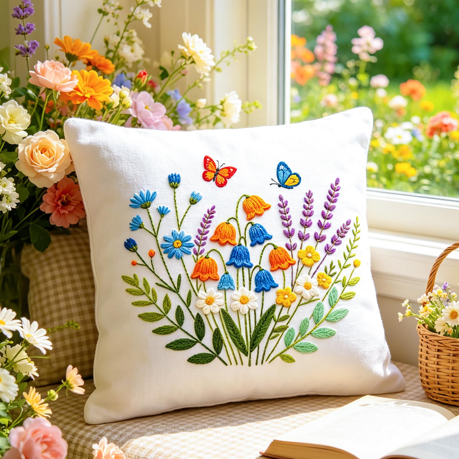 ORIGACH Kit da ricamo per principianti con fiori selvatici e insetti